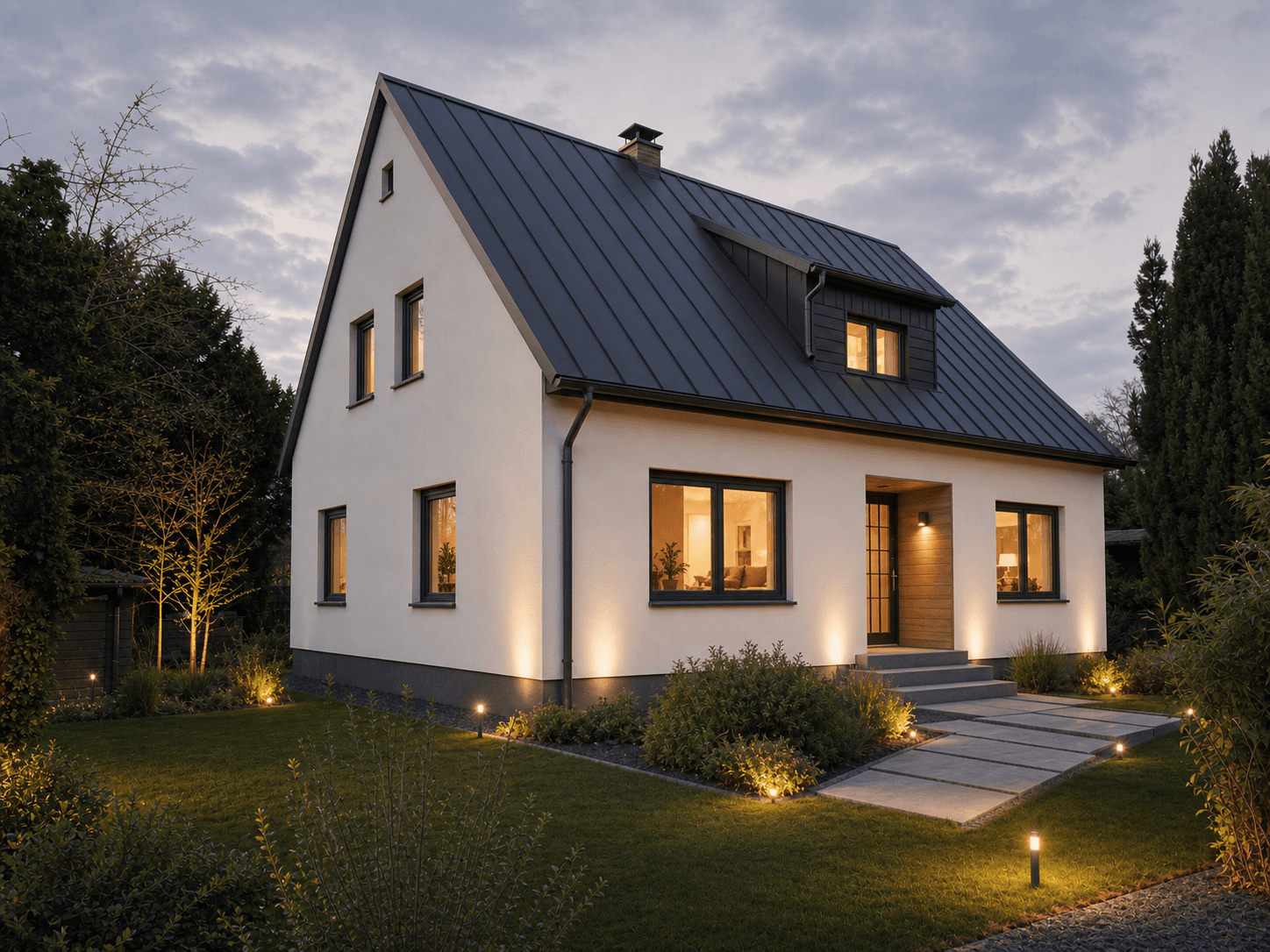 Beispielhafte Visualisierung eines modernisierten deutschen Einfamilienhauses
